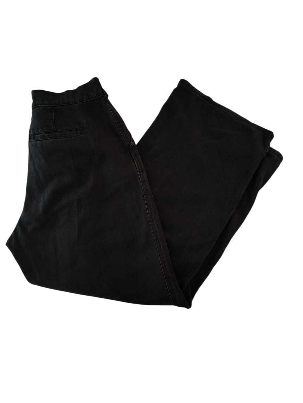 Universal Thread Black Denim Wide Leg Adjustable Trousers Size 6